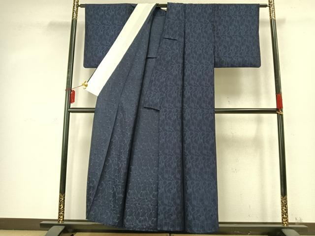平和屋着物▽上質な小紋 単衣 霞文 正絹 逸品 AABD0402fy