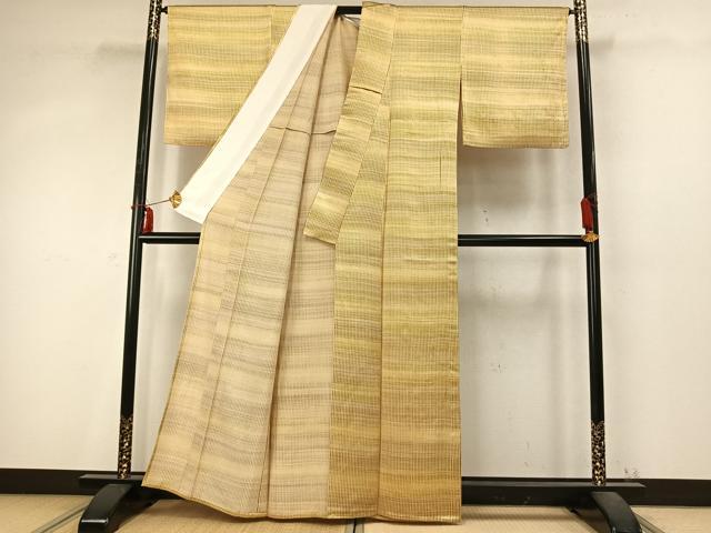 平和屋着物▽上質な小紋 単衣 幾何学文様 正絹 逸品 AABD0404fy