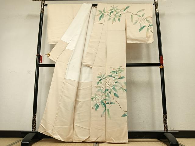 平和屋着物●訪問着 駒刺繍 草花文 金彩 正絹 逸品 AABD0469fy