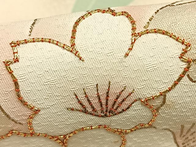 平和屋着物●訪問着 駒刺繍 草花文 金彩 正絹 逸品 AABD0469fy