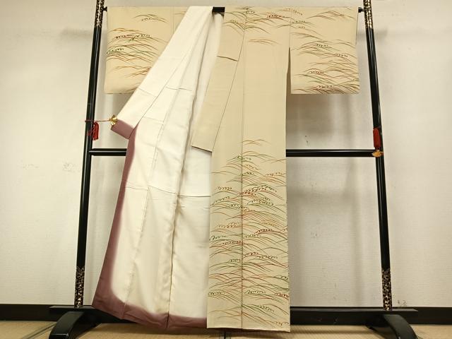 平和屋着物●訪問着 手描き 立波文 正絹 逸品 AABD0477fy