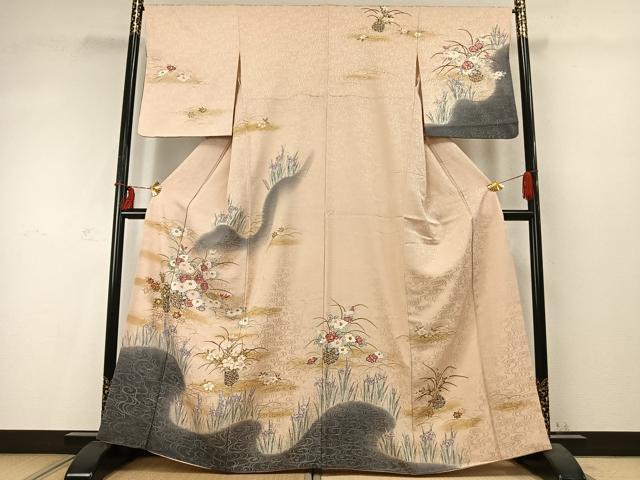 平和屋着物●訪問着 草花文 暈し染め 金彩 正絹 逸品 AABD0500fy