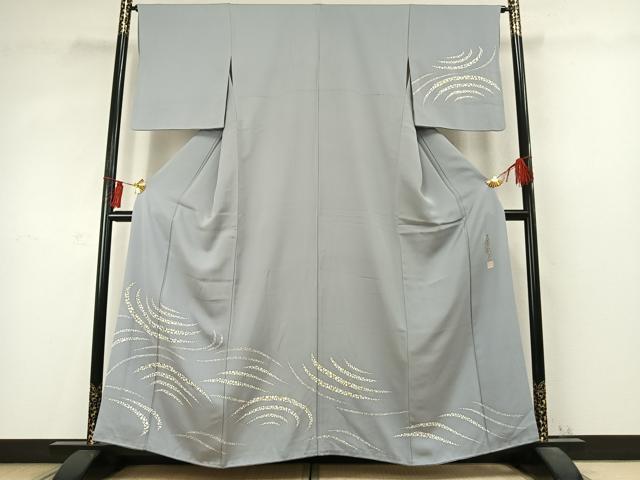 平和屋着物▽染色作家　石田凱宣　訪問着　単衣　流水文　金彩　正絹　逸品　AABF6420jh 平和屋着物○染色作家 石田凱宣 訪問着 流水文 金彩 正絹 逸品 AABD0552fy