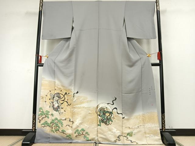 平和屋着物●色留訪問着 寿光織 作家物 風神雷神 金銀糸 ロング丈 正絹 逸品 AABD0553fy