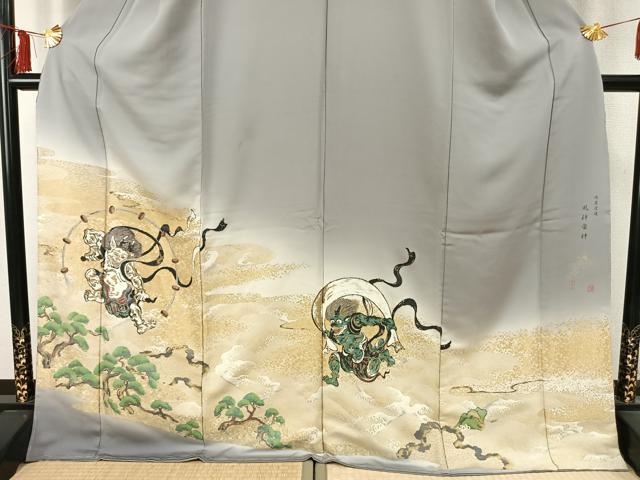 平和屋着物●色留訪問着 寿光織 作家物 風神雷神 金銀糸 ロング丈 正絹 逸品 AABD0553fy