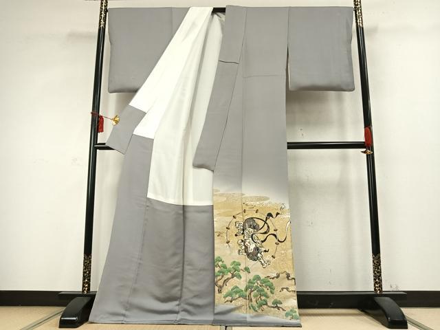 平和屋着物●色留訪問着 寿光織 作家物 風神雷神 金銀糸 ロング丈 正絹 逸品 AABD0553fy
