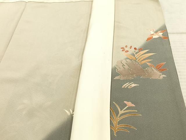 平和屋着物●豪華色留袖 舞蝶花鳥文 暈し染め 金糸 金彩 正絹 逸品 AABD0564fy