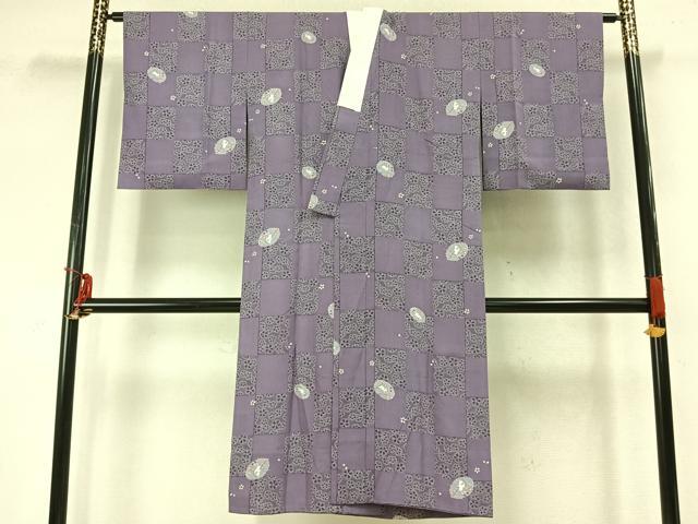 平和屋着物●長襦袢 無双仕立て 市松舞桜文 兎 正絹 逸品 AABD0565fy
