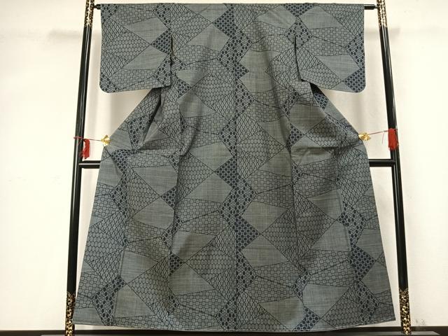 平和屋着物●本場大島紬 一元7マルキ 切嵌文 正絹 逸品 AABD0571fy