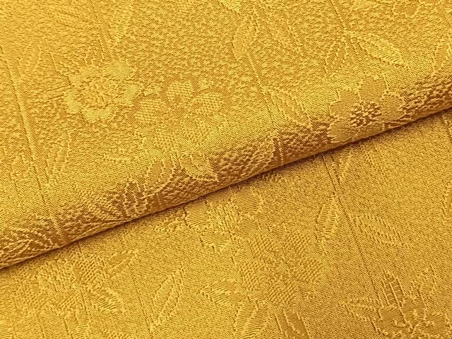 平和屋着物●上質な色無地 草花地紋 金色色 正絹 逸品 AABD0575fy