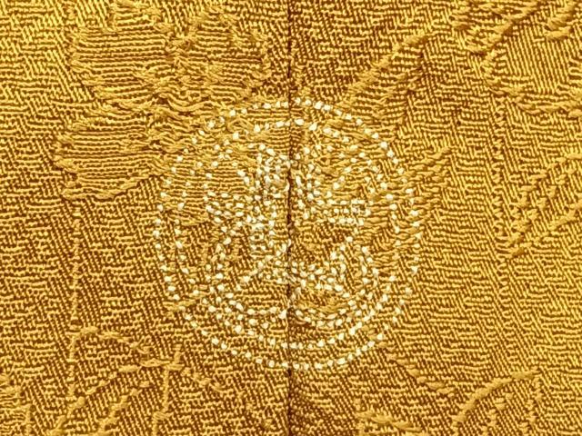 平和屋着物●上質な色無地 草花地紋 金色色 正絹 逸品 AABD0575fy