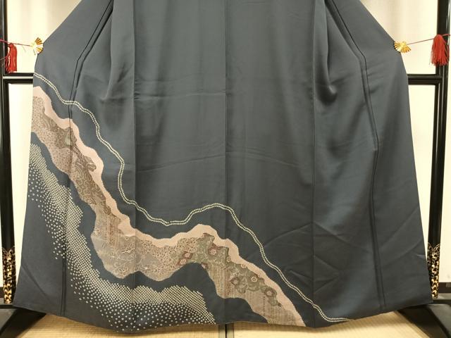 平和屋着物●訪問着 絞り 道長花文 金彩 正絹 逸品 AABD0597fy