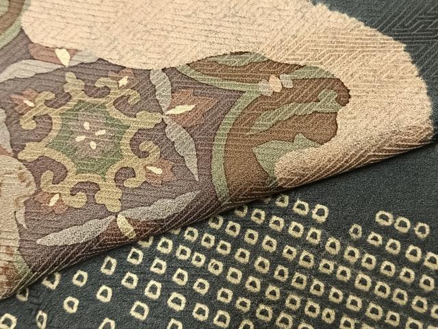 平和屋着物●訪問着 絞り 道長花文 金彩 正絹 逸品 AABD0597fy