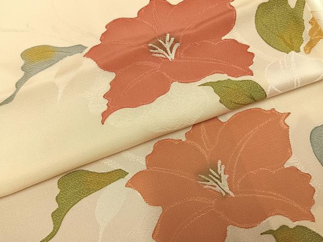 平和屋着物▼上質な小紋 草花文 地紋起こし 正絹 逸品 AABD0608fy
