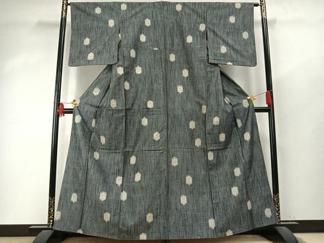 平和屋着物●上質な紬 80亀甲 亀甲文様 正絹 逸品 AABD0660fy