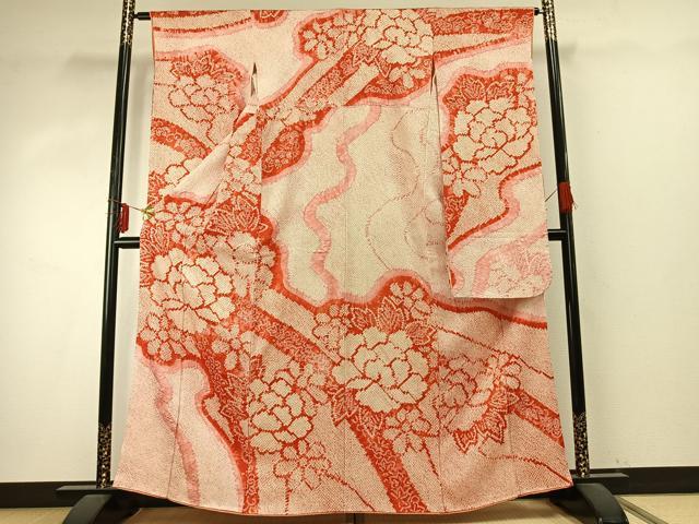 平和屋着物●豪華振袖 総絞り 草花文 正絹 逸品 AABD0679fy
