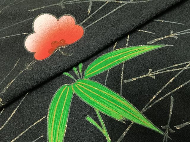平和屋着物●お引きずり・お引き摺り・訪問着 和装 結婚式 舞妓 芸妓 芸者 衣装 松竹梅 黒地 金彩 AABH9592ck