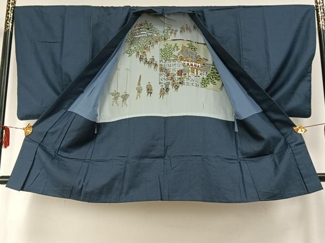 平和屋着物●男性 紬 アンサンブル 亀甲柄 正絹 逸品 AABD0706fy