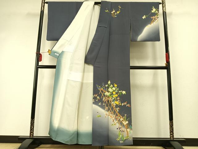 平和屋着物●訪問着 作家物 草花文 暈し染め 正絹 逸品 AABD0715fy