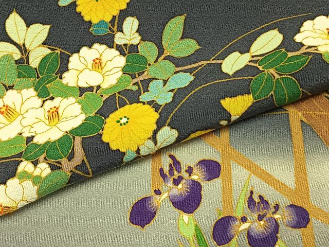 平和屋着物●訪問着 作家物 草花文 暈し染め 正絹 逸品 AABD0715fy