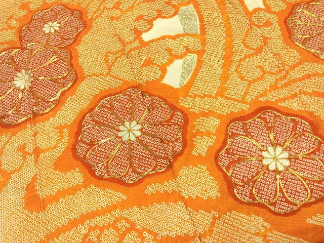 平和屋着物●豪華振袖 駒刺繍 絞り 舞花文 金彩 正絹 逸品 AABD0720fy