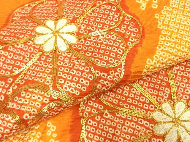 平和屋着物●豪華振袖 駒刺繍 絞り 舞花文 金彩 正絹 逸品 AABD0720fy