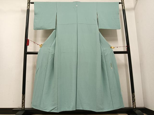 平和屋着物●本草木染作家 瑞鳳 色無地 青竹色 正絹 逸品 AABD0777ph