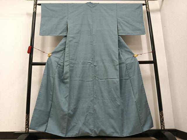 平和屋着物●上質な紬 色無地 藍鼠色 正絹 逸品 AABD0797ph
