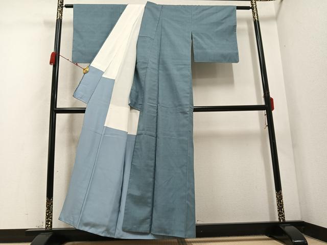 平和屋着物●上質な紬 色無地 藍鼠色 正絹 逸品 AABD0797ph