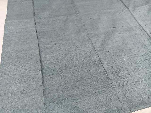 平和屋着物●上質な紬 色無地 灰青色 正絹 逸品 AABD0828ph