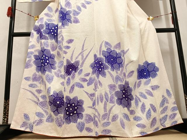 平和屋着物●訪問着 総絞り 草花文 正絹 逸品 AABD0837ph