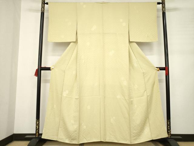 平和屋着物●上質な色無地 亀甲花地紋 枯色 正絹 逸品 AABD0871ck