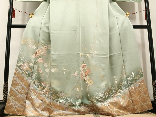 平和屋着物●訪問着 草花文 暈し染め 金彩 正絹 逸品 AABD0986ph