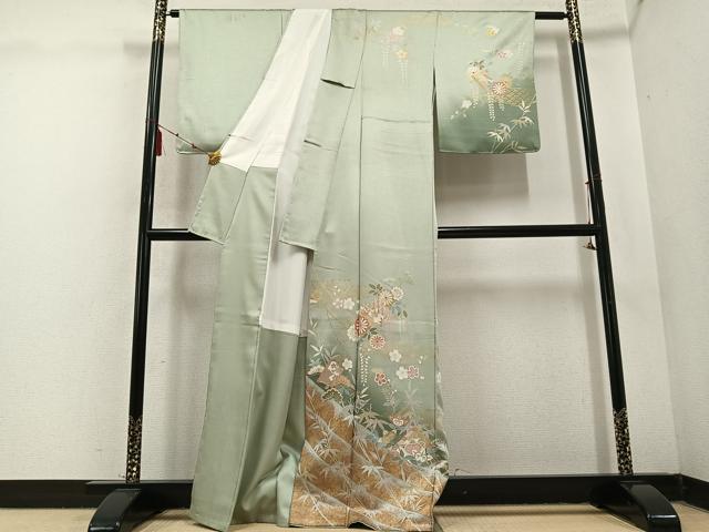 平和屋着物●訪問着 草花文 暈し染め 金彩 正絹 逸品 AABD0986ph