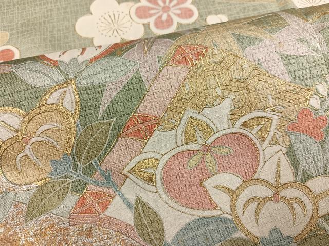平和屋着物●訪問着 草花文 暈し染め 金彩 正絹 逸品 AABD0986ph