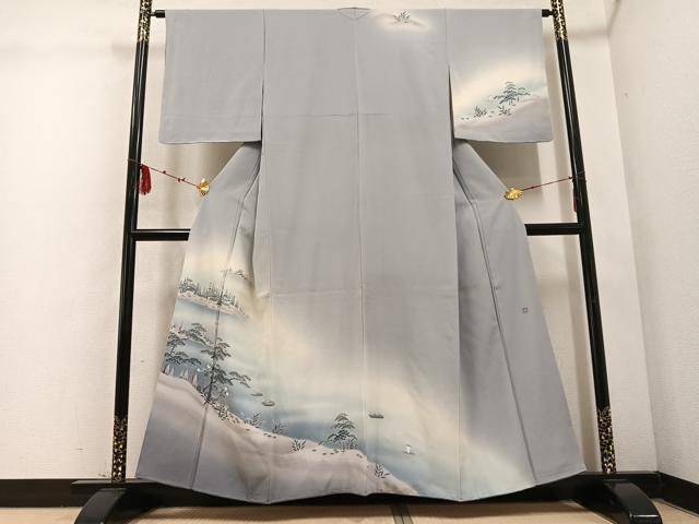 平和屋着物●訪問着 友禅 作家物 浜松風景人物文 暈し染め 正絹 逸品 未使用 AABD1031ph