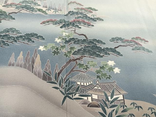 平和屋着物●訪問着 友禅 作家物 浜松風景人物文 暈し染め 正絹 逸品 未使用 AABD1031ph