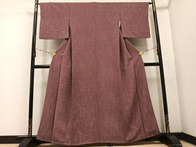 平和屋着物●上質な色無地 格子地紋 鴇浅葱色 正絹 逸品 AABD1039ph
