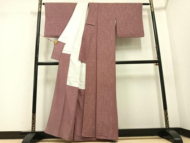 平和屋着物●上質な色無地 格子地紋 鴇浅葱色 正絹 逸品 AABD1039ph