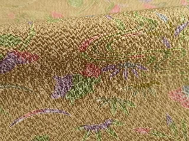 平和屋着物●上質な小紋 流水花鳥文 亀 鬼しぼ縮緬 正絹 逸品 AABD1103ck
