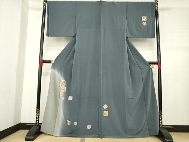 平和屋着物●訪問着 幾何学文様 暈し染め 金彩 正絹 逸品 AABD1127ck