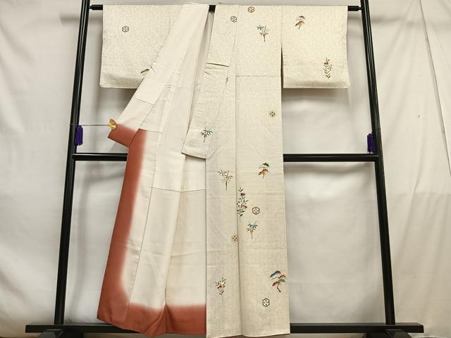 平和屋着物■上質な小紋 笠松 橘 金彩 正絹 逸品 AABD1249oa