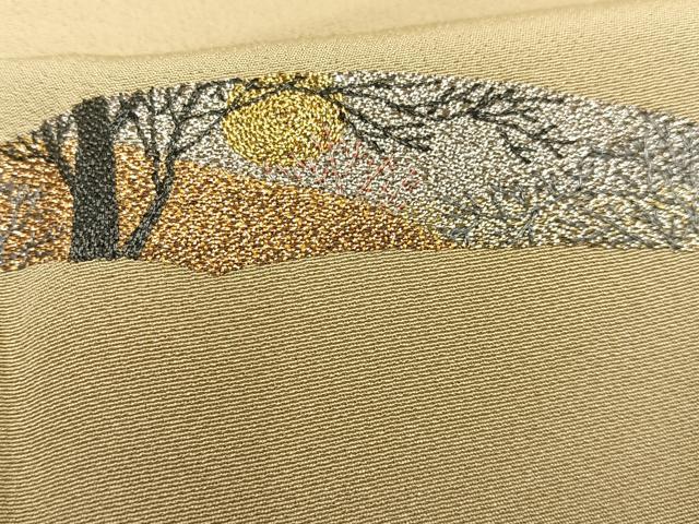 平和屋着物■色留訪問着 作家物 刺繍 樹林文 金銀糸 正絹 逸品 AABD1268oa