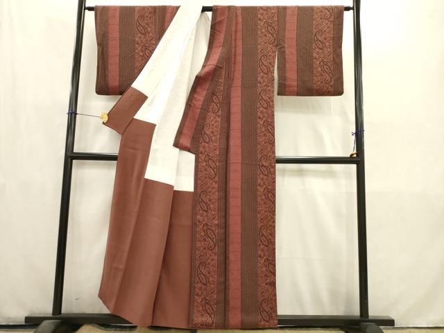 平和屋着物■上質な小紋 草花間道 正絹 逸品 AABD1429ma