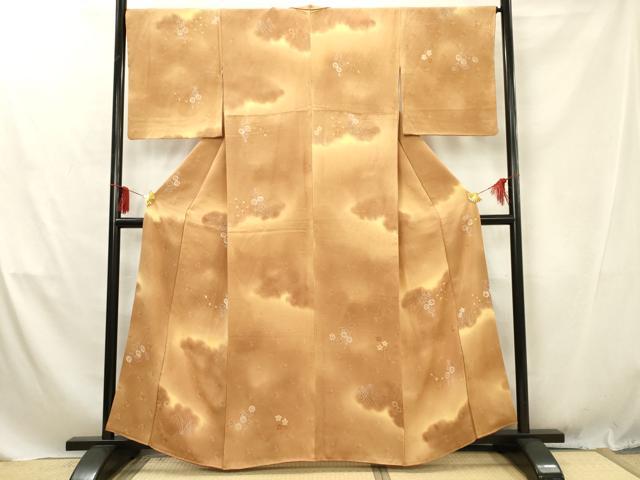 平和屋着物■上質な小紋 雲重ね花文 暈し染め 正絹 逸品 AABD1487ma