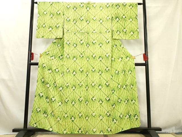 平和屋着物■大変加工の良い総絞り小紋 菱松文 正絹 逸品 AABD1498ma