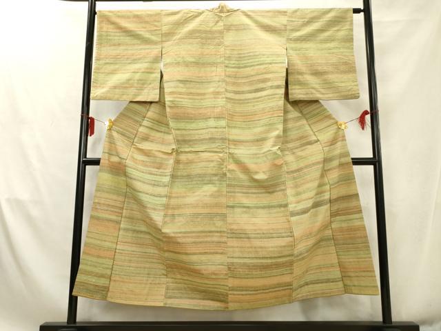 平和屋着物■上質な紬 横段文 正絹 逸品 AABD1554ma