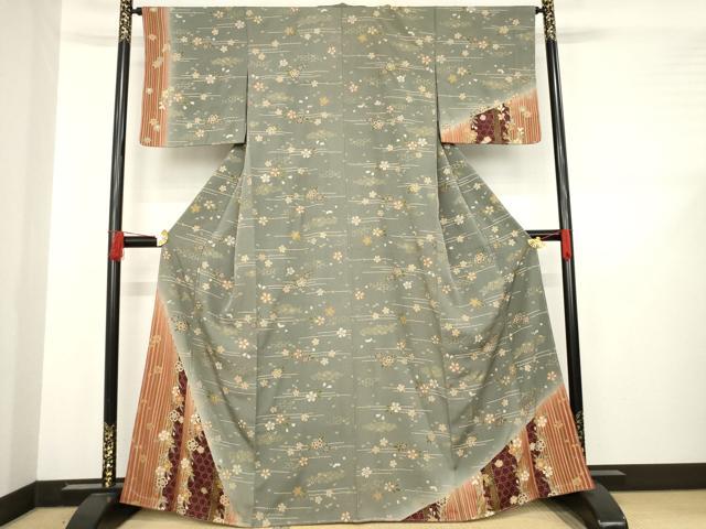 平和屋着物●訪問着 草花文 金彩 正絹 逸品 未使用 AABD1608ck