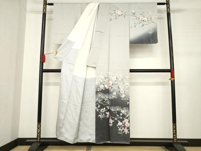 平和屋着物●訪問着 枝花文 暈し染め 正絹 逸品 AABD1610ck