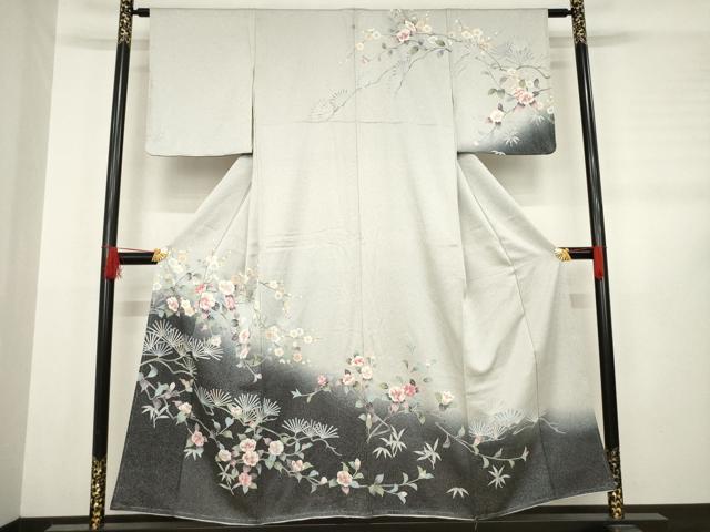 平和屋着物●訪問着 枝花文 暈し染め 正絹 逸品 AABD1610ck